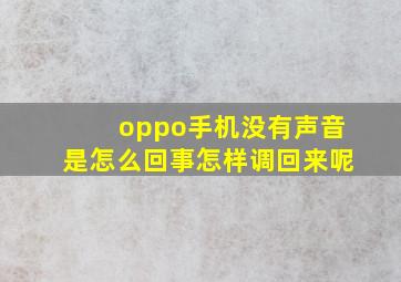 oppo手机没有声音是怎么回事怎样调回来呢