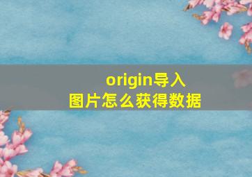 origin导入图片怎么获得数据