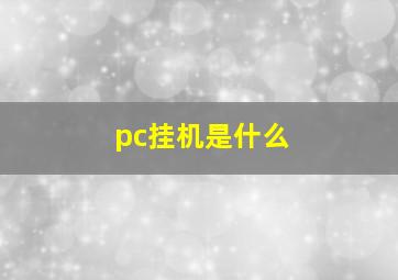 pc挂机是什么