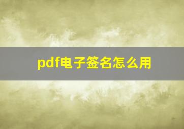 pdf电子签名怎么用