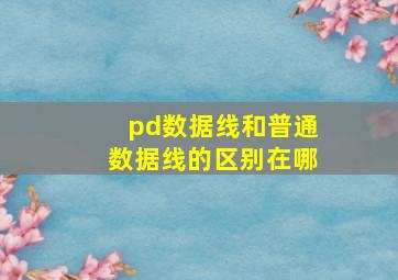 pd数据线和普通数据线的区别在哪