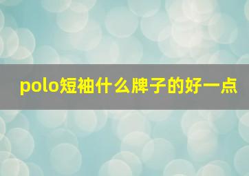 polo短袖什么牌子的好一点