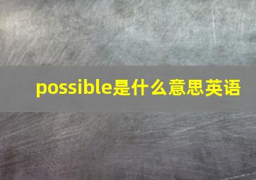 possible是什么意思英语