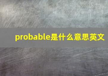 probable是什么意思英文