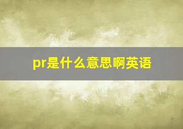 pr是什么意思啊英语