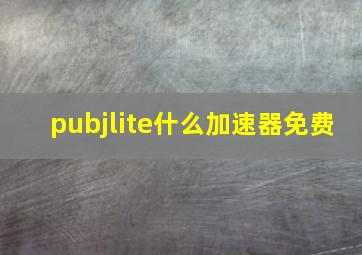 pubjlite什么加速器免费