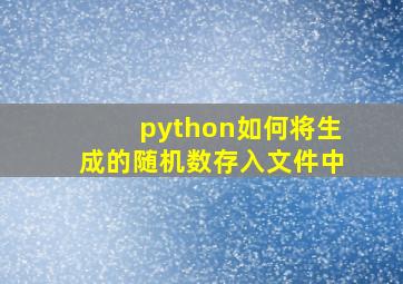 python如何将生成的随机数存入文件中