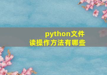 python文件读操作方法有哪些