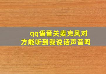 qq语音关麦克风对方能听到我说话声音吗