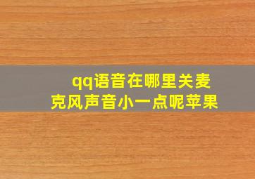 qq语音在哪里关麦克风声音小一点呢苹果