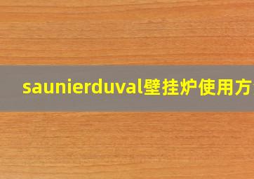 saunierduval壁挂炉使用方法