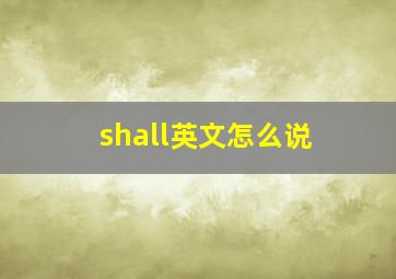 shall英文怎么说