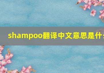 shampoo翻译中文意思是什么