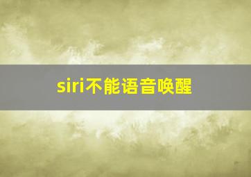 siri不能语音唤醒