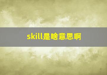 skill是啥意思啊