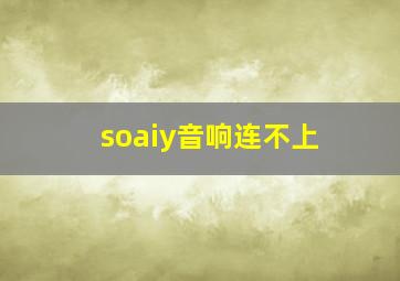 soaiy音响连不上