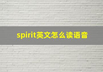 spirit英文怎么读语音