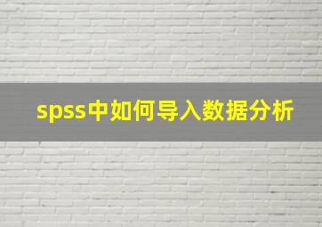 spss中如何导入数据分析