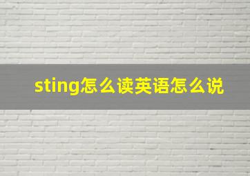 sting怎么读英语怎么说