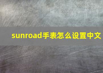 sunroad手表怎么设置中文