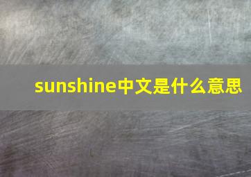 sunshine中文是什么意思