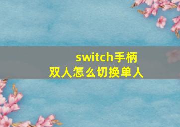 switch手柄双人怎么切换单人