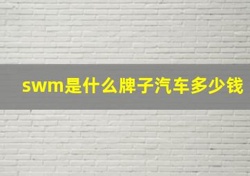 swm是什么牌子汽车多少钱