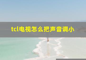 tcl电视怎么把声音调小