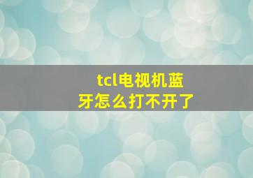 tcl电视机蓝牙怎么打不开了