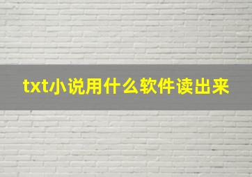 txt小说用什么软件读出来