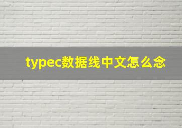 typec数据线中文怎么念