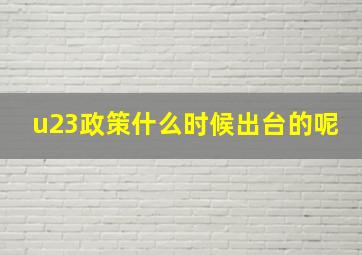 u23政策什么时候出台的呢