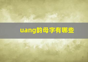 uang韵母字有哪些