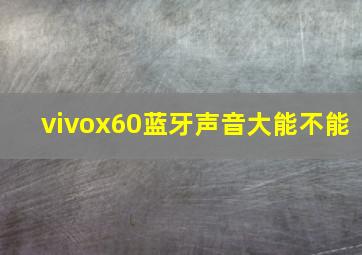 vivox60蓝牙声音大能不能