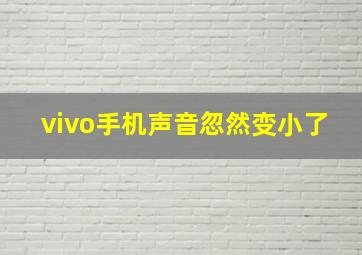 vivo手机声音忽然变小了