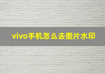 vivo手机怎么去图片水印