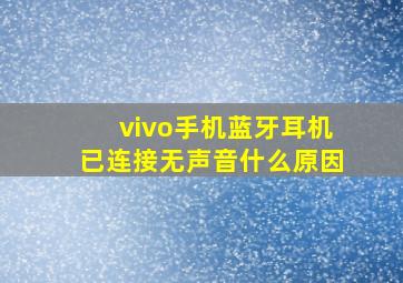 vivo手机蓝牙耳机已连接无声音什么原因