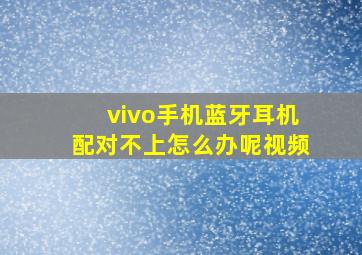 vivo手机蓝牙耳机配对不上怎么办呢视频