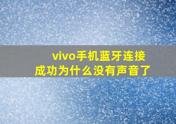 vivo手机蓝牙连接成功为什么没有声音了