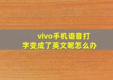 vivo手机语音打字变成了英文呢怎么办