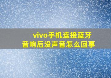 vivo手机连接蓝牙音响后没声音怎么回事