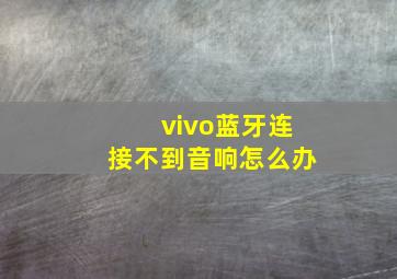 vivo蓝牙连接不到音响怎么办