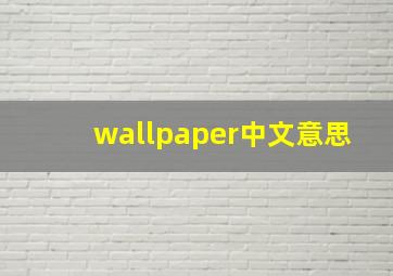 wallpaper中文意思