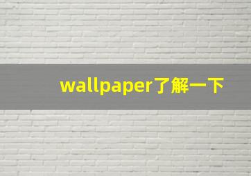 wallpaper了解一下