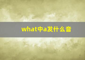 what中a发什么音