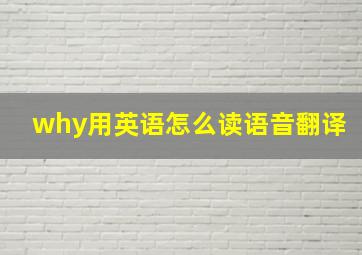 why用英语怎么读语音翻译