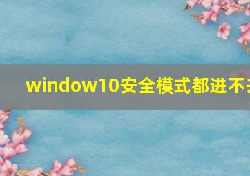 window10安全模式都进不去