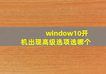 window10开机出现高级选项选哪个