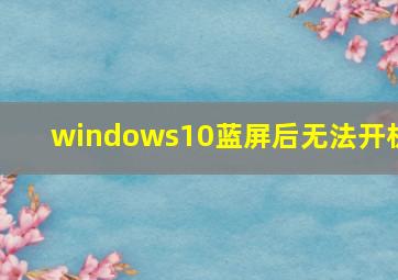 windows10蓝屏后无法开机