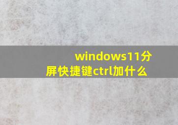 windows11分屏快捷键ctrl加什么